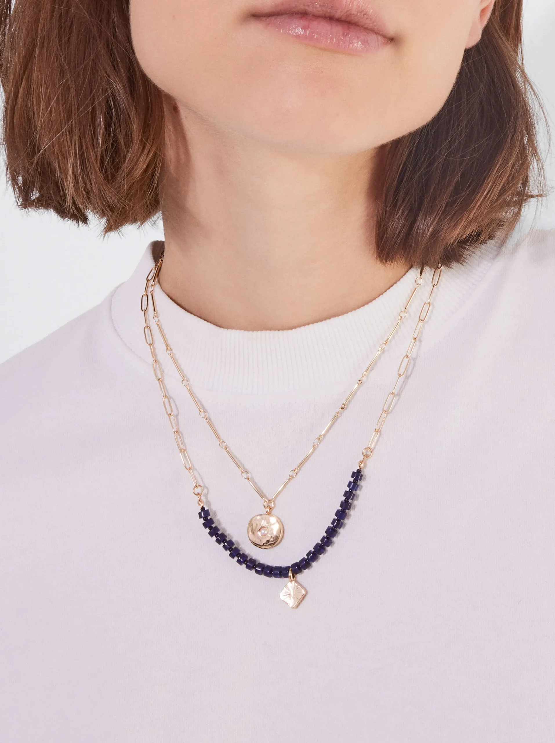 PARFOIS Conjunto De Collares Dorados Azul Cheap