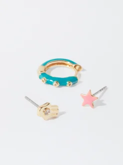 PARFOIS Conjunto De Pendientes Con Circonitas Multicor Sale
