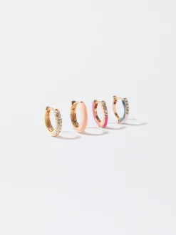 PARFOIS Conjunto De Pendientes Con Circonitas Multicor Flash Sale