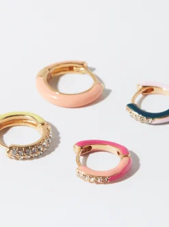 PARFOIS Conjunto De Pendientes Con Circonitas Multicor Flash Sale