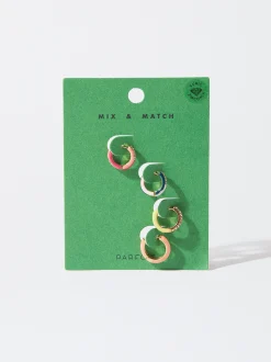 PARFOIS Conjunto De Pendientes Con Circonitas Multicor Flash Sale