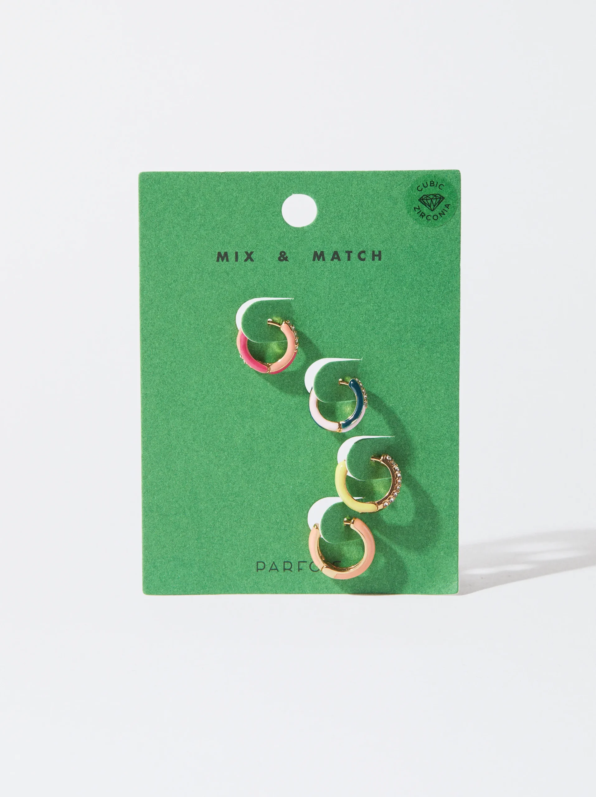 PARFOIS Conjunto De Pendientes Con Circonitas Multicor Flash Sale