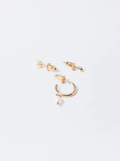 PARFOIS Conjunto De Pendientes Con Perla De Agua Dulce Dorado Clearance