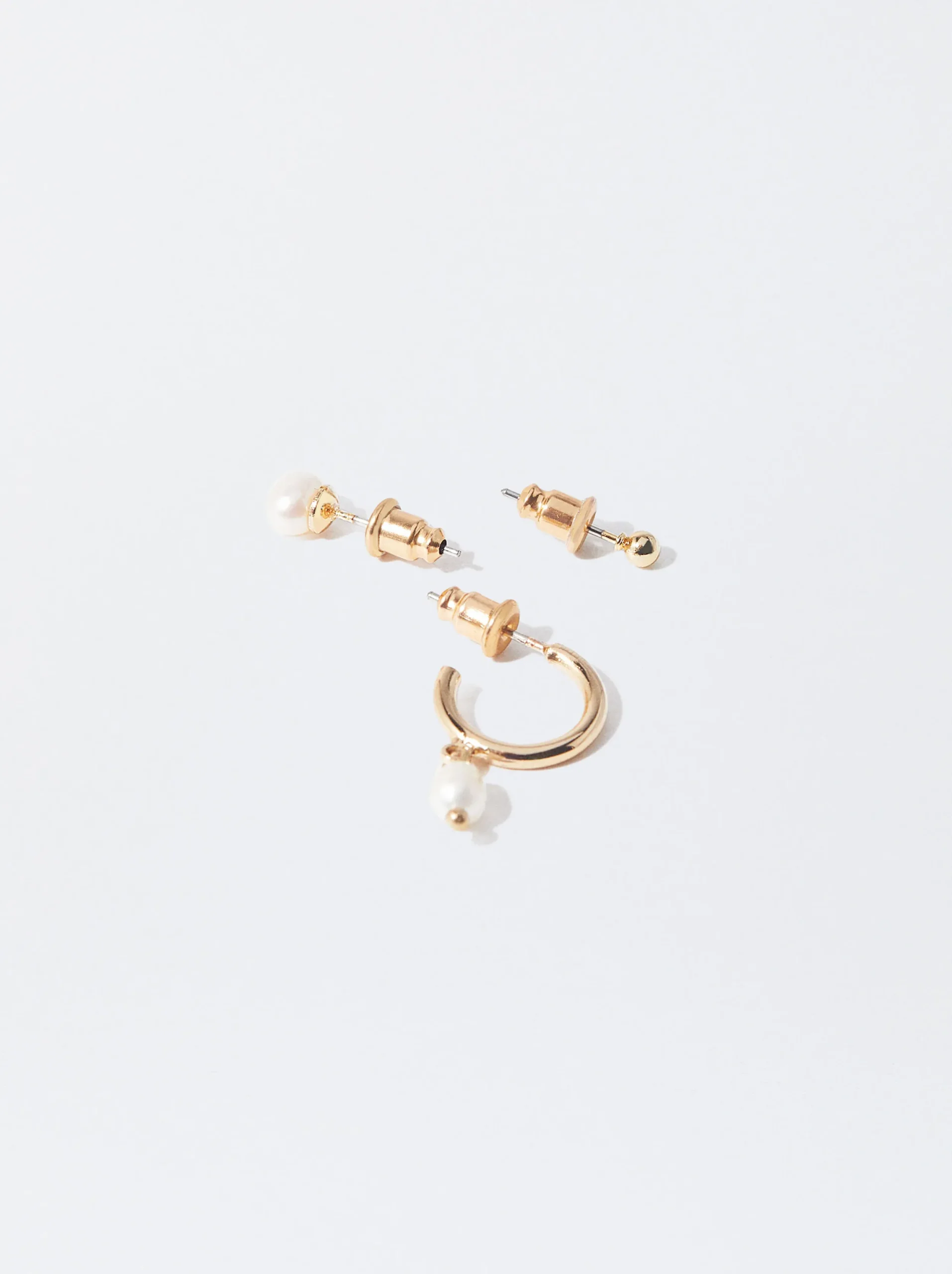 PARFOIS Conjunto De Pendientes Con Perla De Agua Dulce Dorado Clearance
