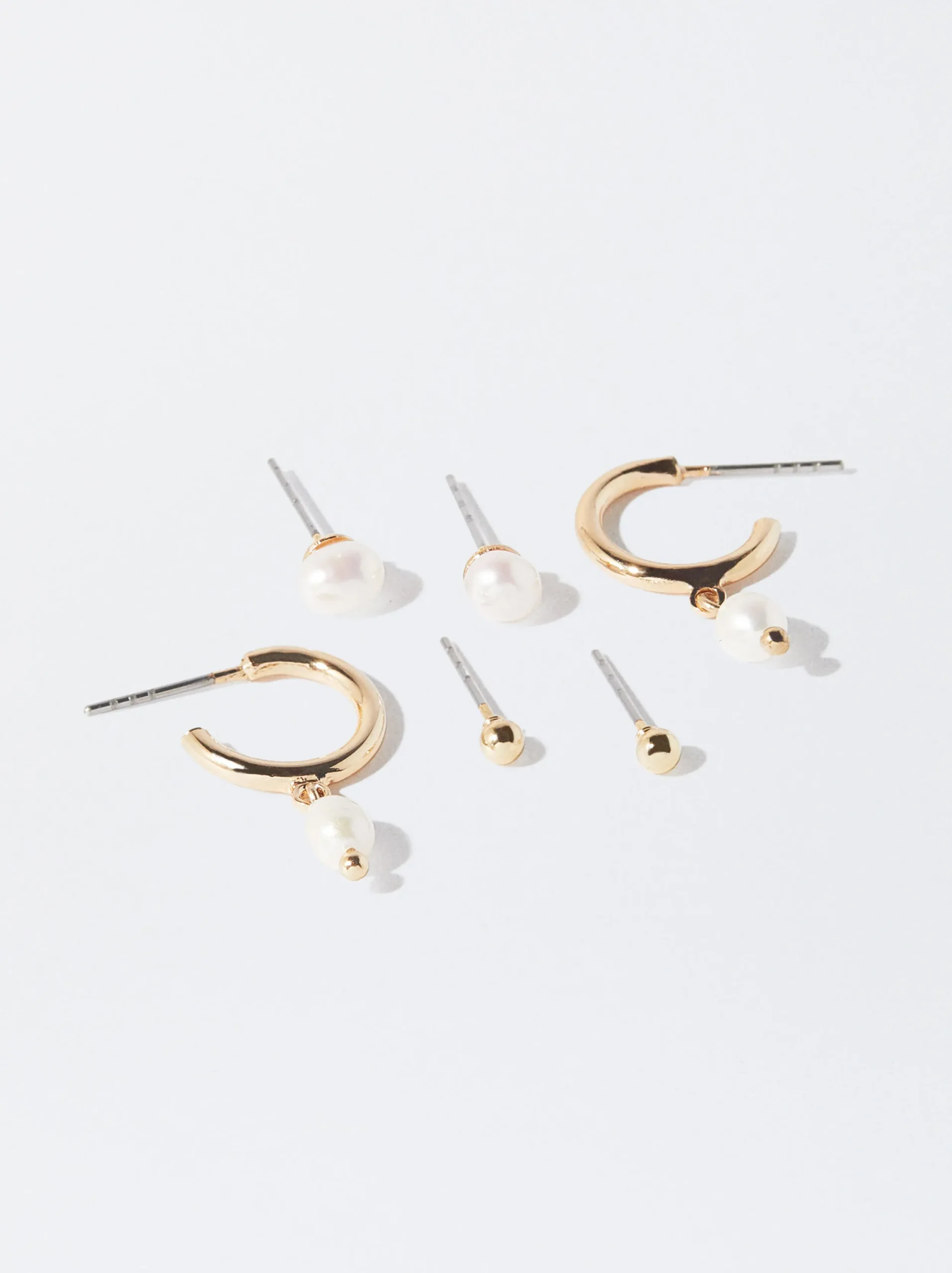 PARFOIS Conjunto De Pendientes Con Perla De Agua Dulce Dorado Clearance