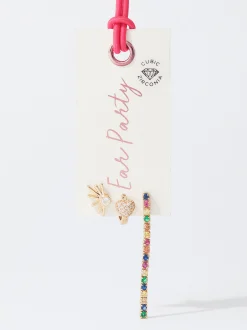 PARFOIS Conjunto De Pendientes Con Circonitas Multicor Outlet