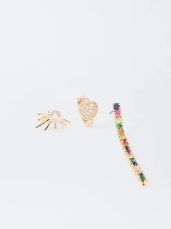 PARFOIS Conjunto De Pendientes Con Circonitas Multicor Outlet