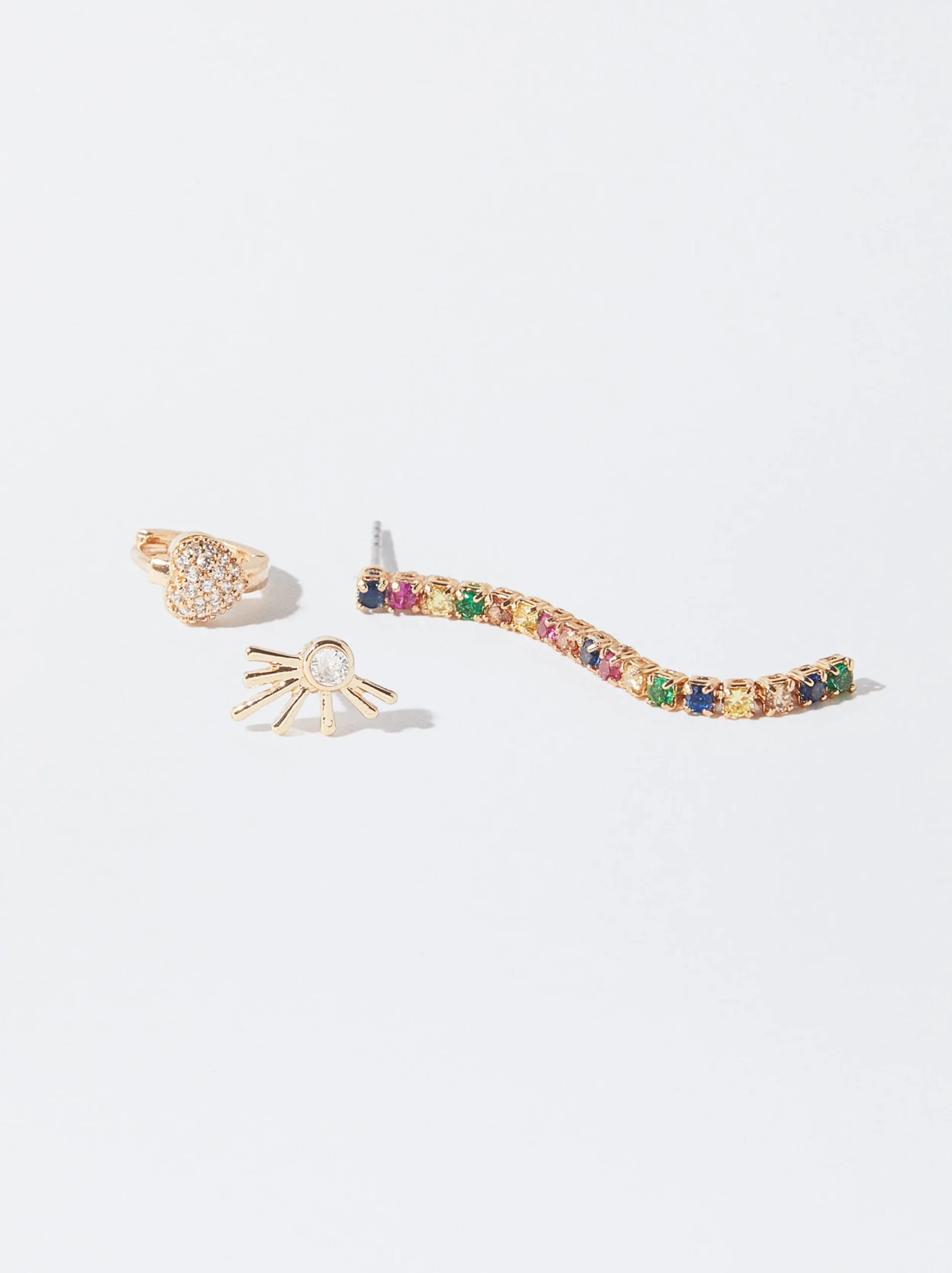 PARFOIS Conjunto De Pendientes Con Circonitas Multicor Outlet