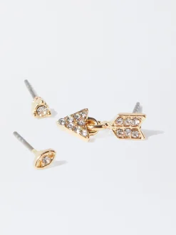 PARFOIS Conjunto De Pendientes Con Circonitas Dorado Discount