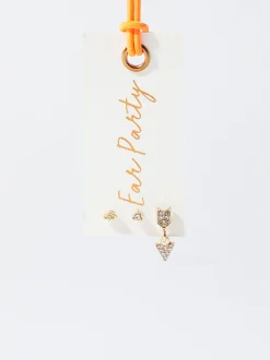 PARFOIS Conjunto De Pendientes Con Circonitas Dorado Discount