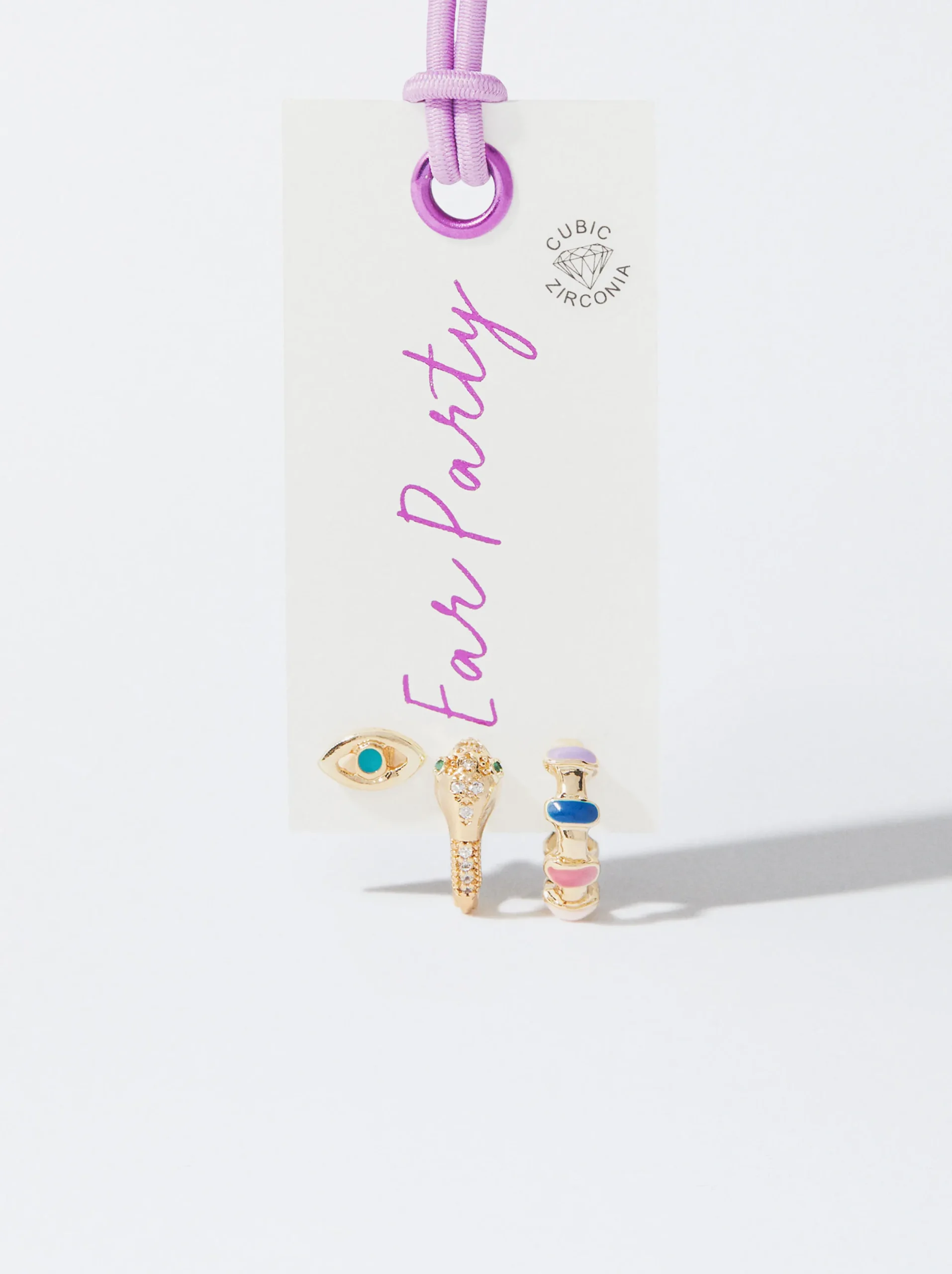 PARFOIS Conjunto De Pendientes Con Circonitas Y Esmalte Multicor New