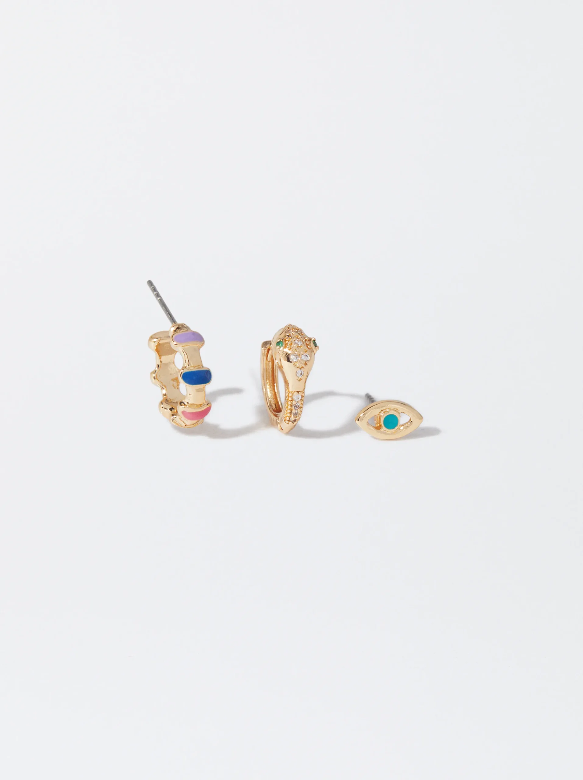 PARFOIS Conjunto De Pendientes Con Circonitas Y Esmalte Multicor New
