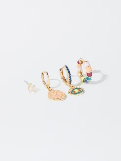 PARFOIS Conjunto De Pendientes Con Circonitas Multicor Cheap