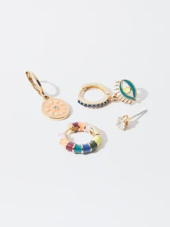 PARFOIS Conjunto De Pendientes Con Circonitas Multicor Cheap