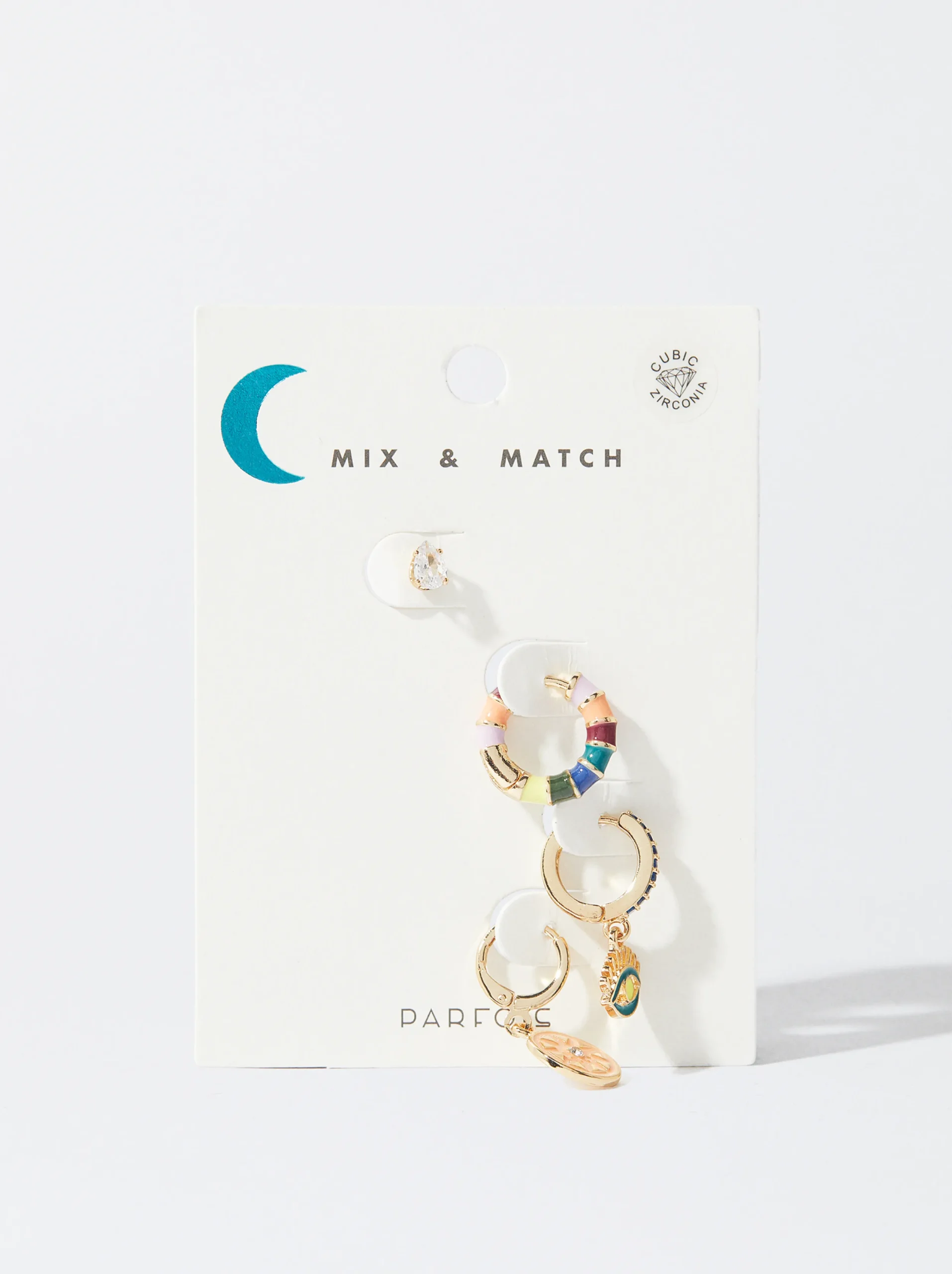 PARFOIS Conjunto De Pendientes Con Circonitas Multicor Cheap