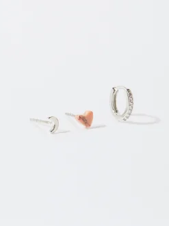 PARFOIS Conjunto De Pendientes Con Piedra Rosa Cheap