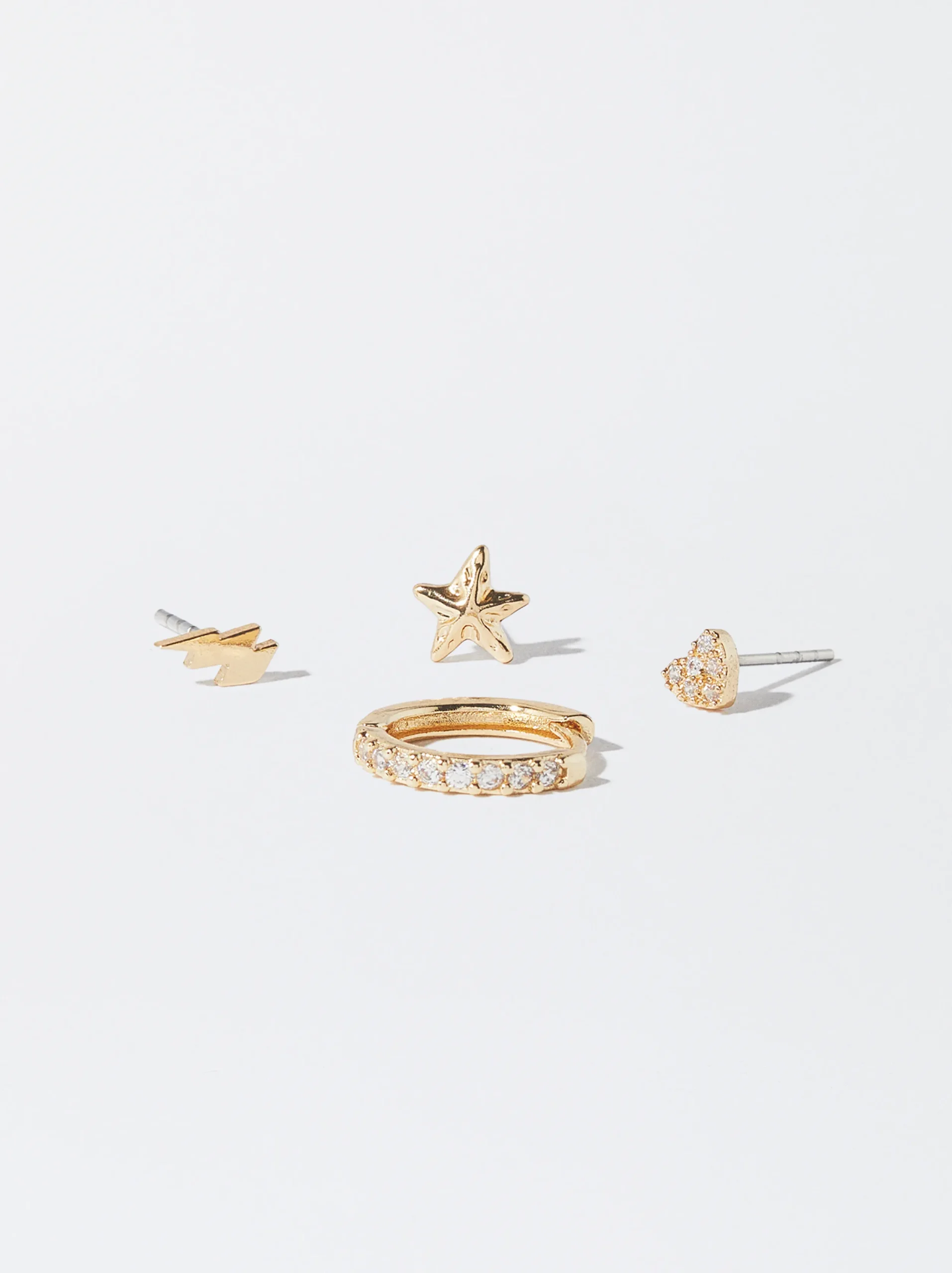 PARFOIS Conjunto De Pendientes Con Circonitas Dorado Best