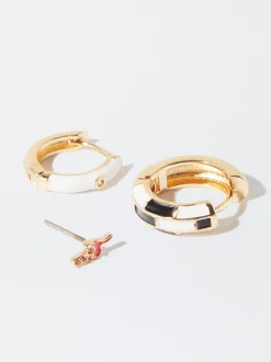 PARFOIS Conjunto De Pendientes Con Circonitas Y Esmalte Multicor Shop