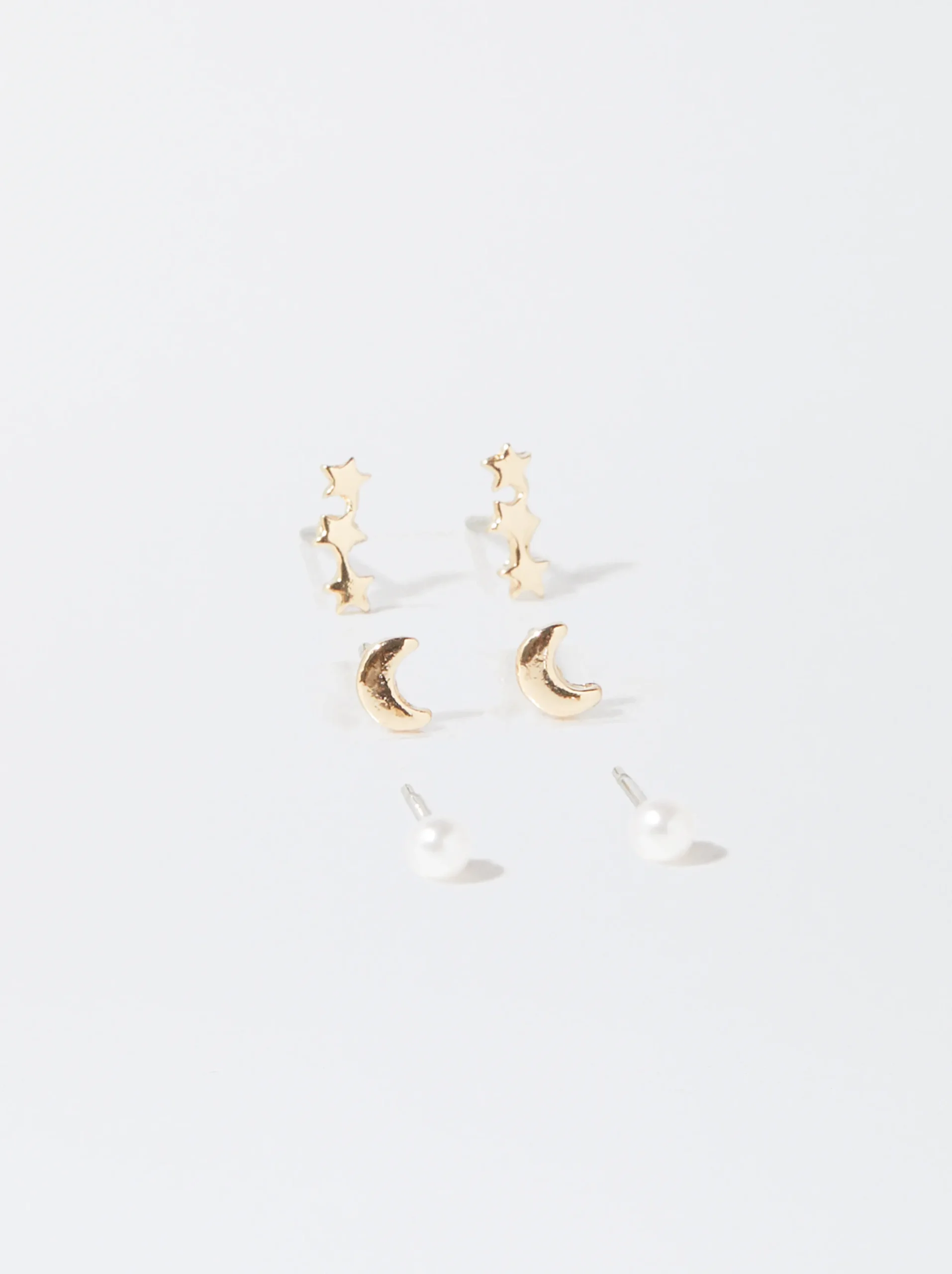 PARFOIS Conjunto De Pendientes Con Perla Y Charms Dorado Discount