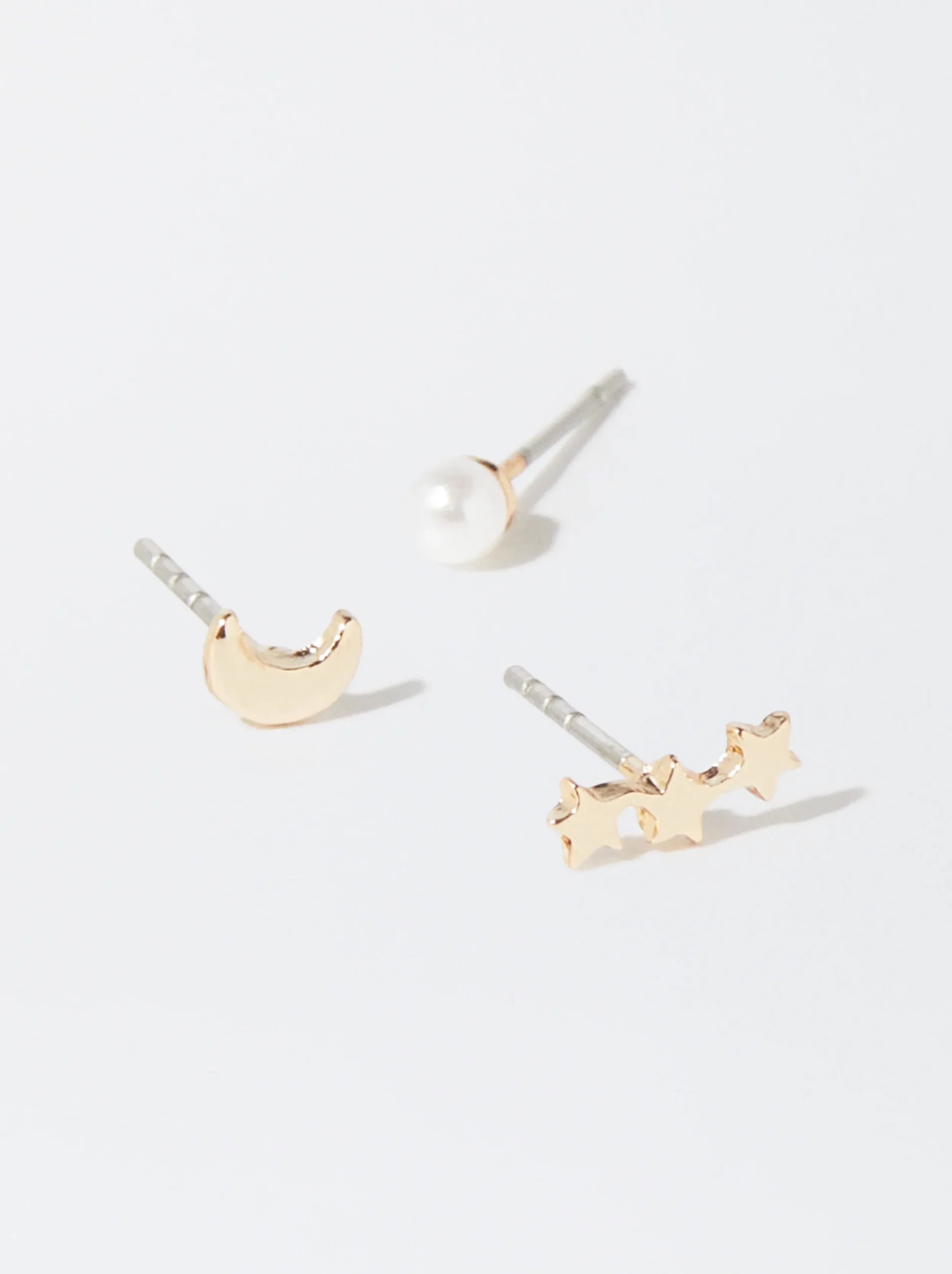 PARFOIS Conjunto De Pendientes Con Perla Y Charms Dorado Discount