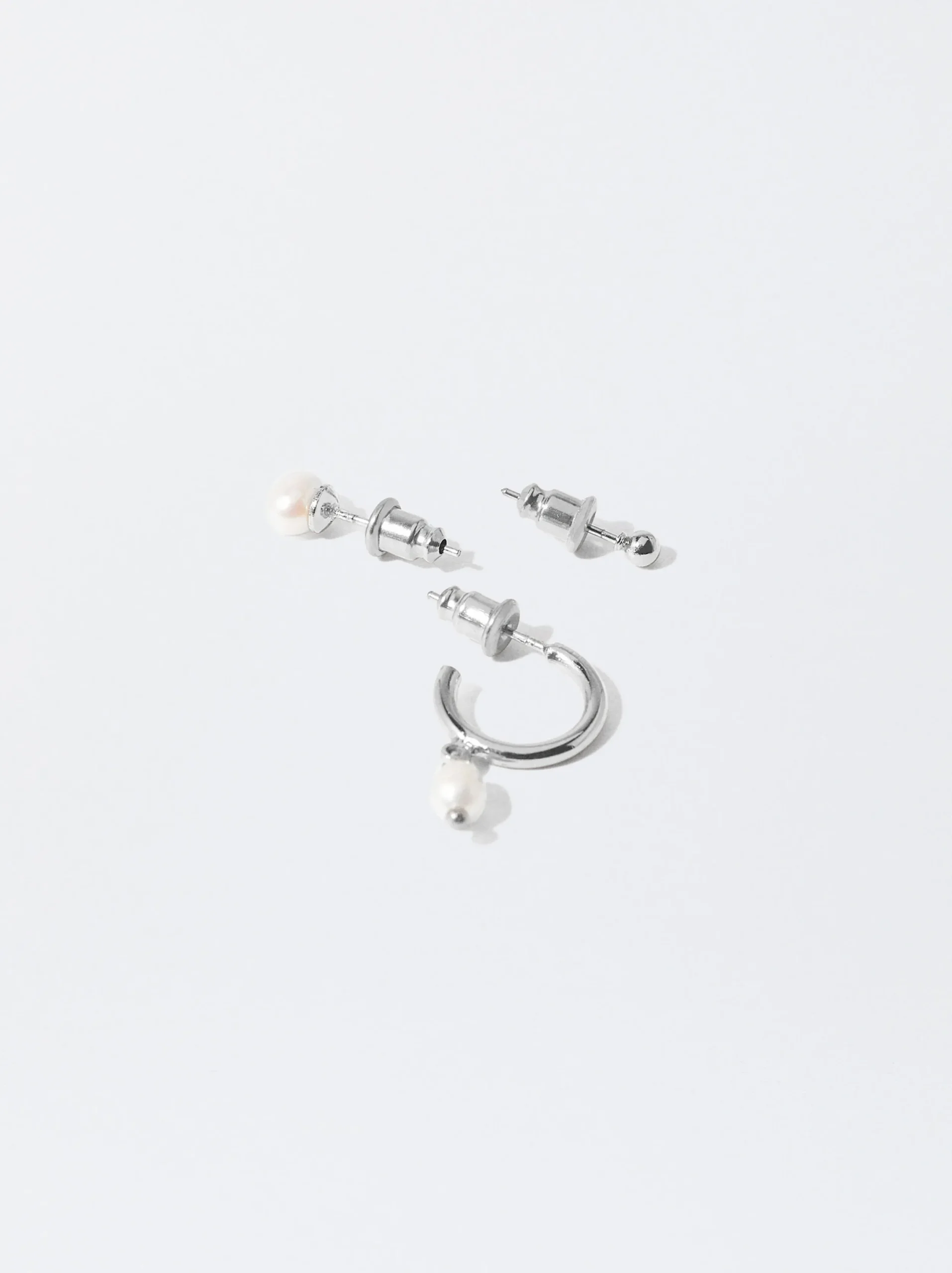 PARFOIS Conjunto De Pendientes Con Perla De Agua Dulce Plateado Online