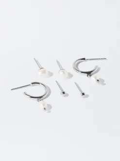 PARFOIS Conjunto De Pendientes Con Perla De Agua Dulce Plateado Online
