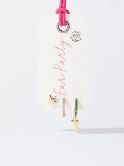 PARFOIS Conjunto De Pendientes Con Circonitas Multicor Hot