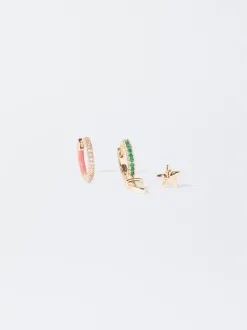 PARFOIS Conjunto De Pendientes Con Circonitas Multicor Hot