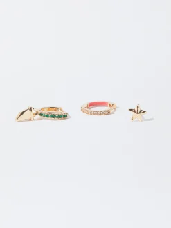 PARFOIS Conjunto De Pendientes Con Circonitas Multicor Hot