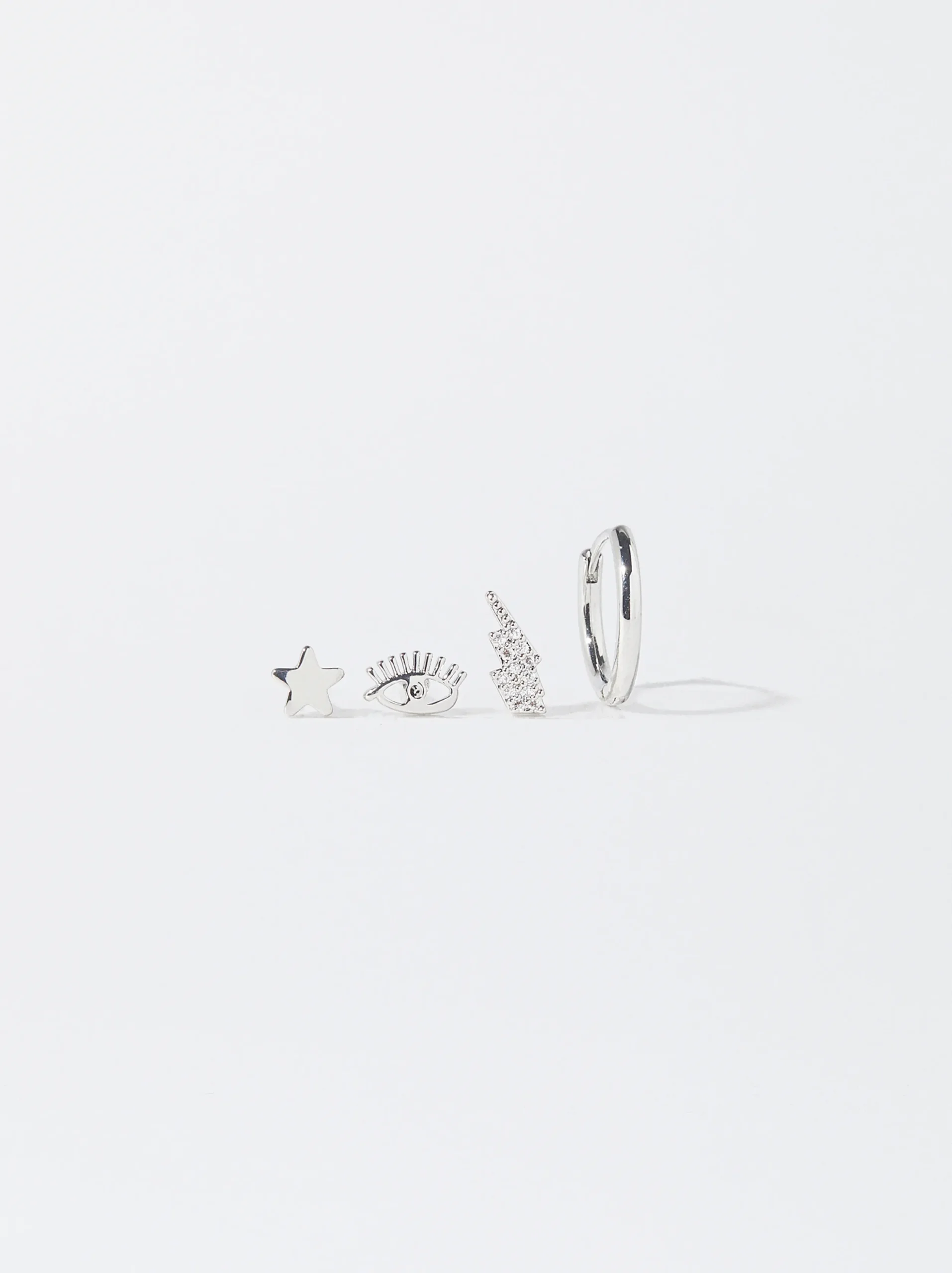PARFOIS Conjunto De Pendientes Con Cristales Plateado Flash Sale