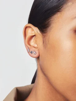 PARFOIS Conjunto De Pendientes Con Cristales Plateado Flash Sale