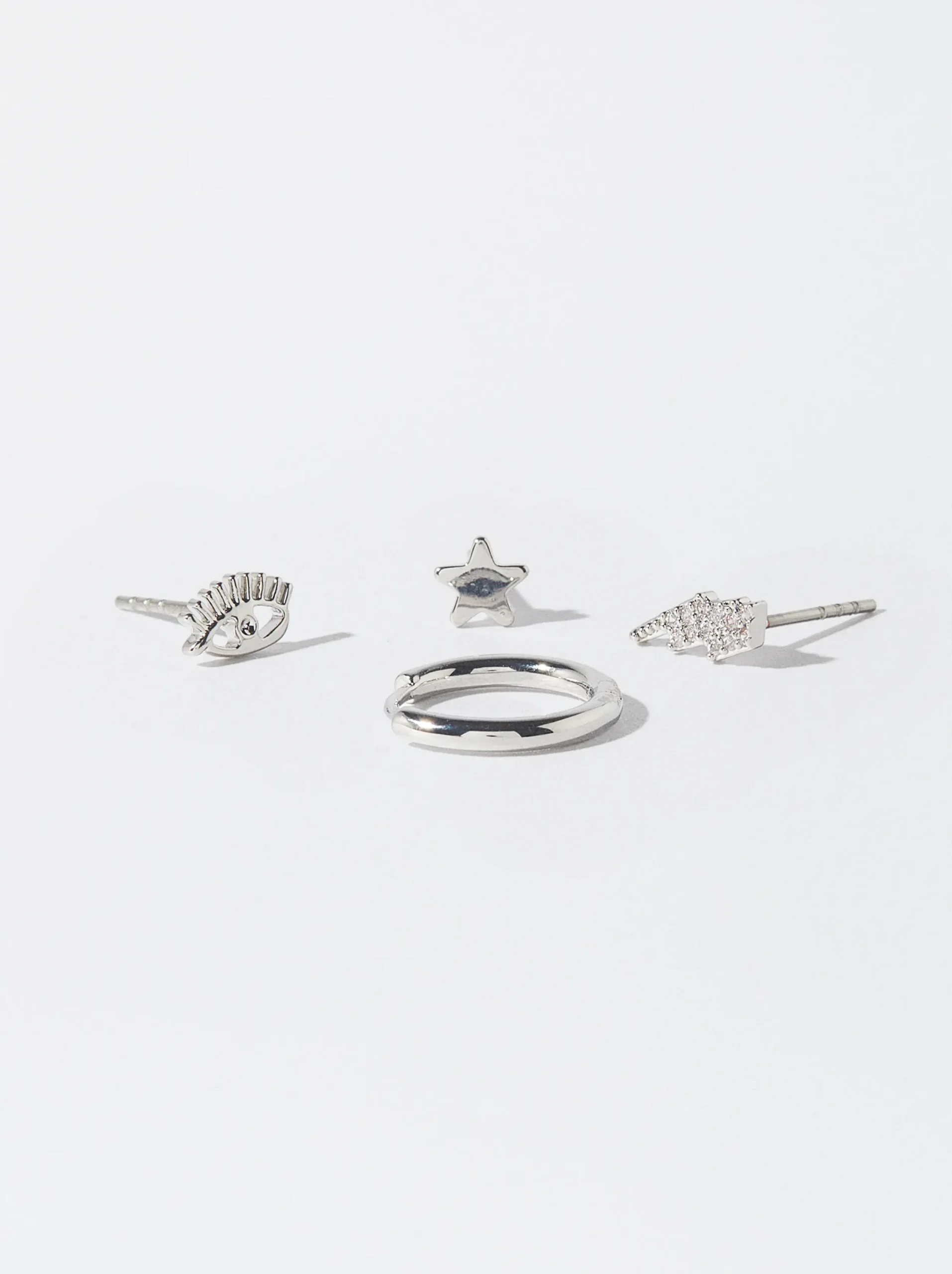 PARFOIS Conjunto De Pendientes Con Cristales Plateado Flash Sale