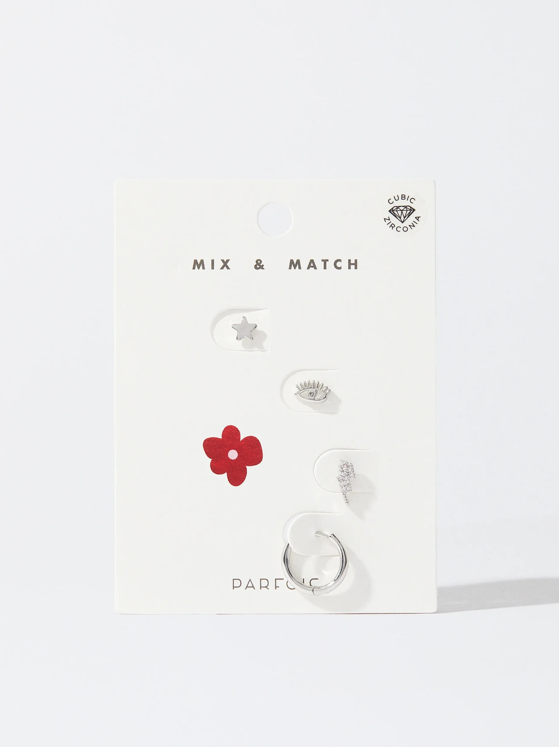 PARFOIS Conjunto De Pendientes Con Cristales Plateado Flash Sale