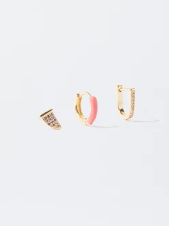 PARFOIS Conjunto De Pendientes Con Circonitas Y Esmalte Multicor Cheap
