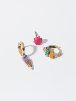 PARFOIS Conjunto De Pendientes Con Piedra Multicor Sale