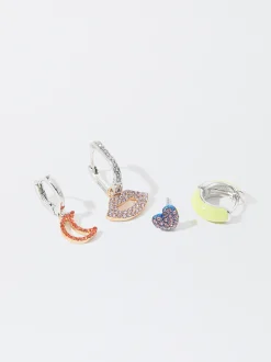 PARFOIS Conjunto De Pendientes Con Circonitas Multicor Outlet