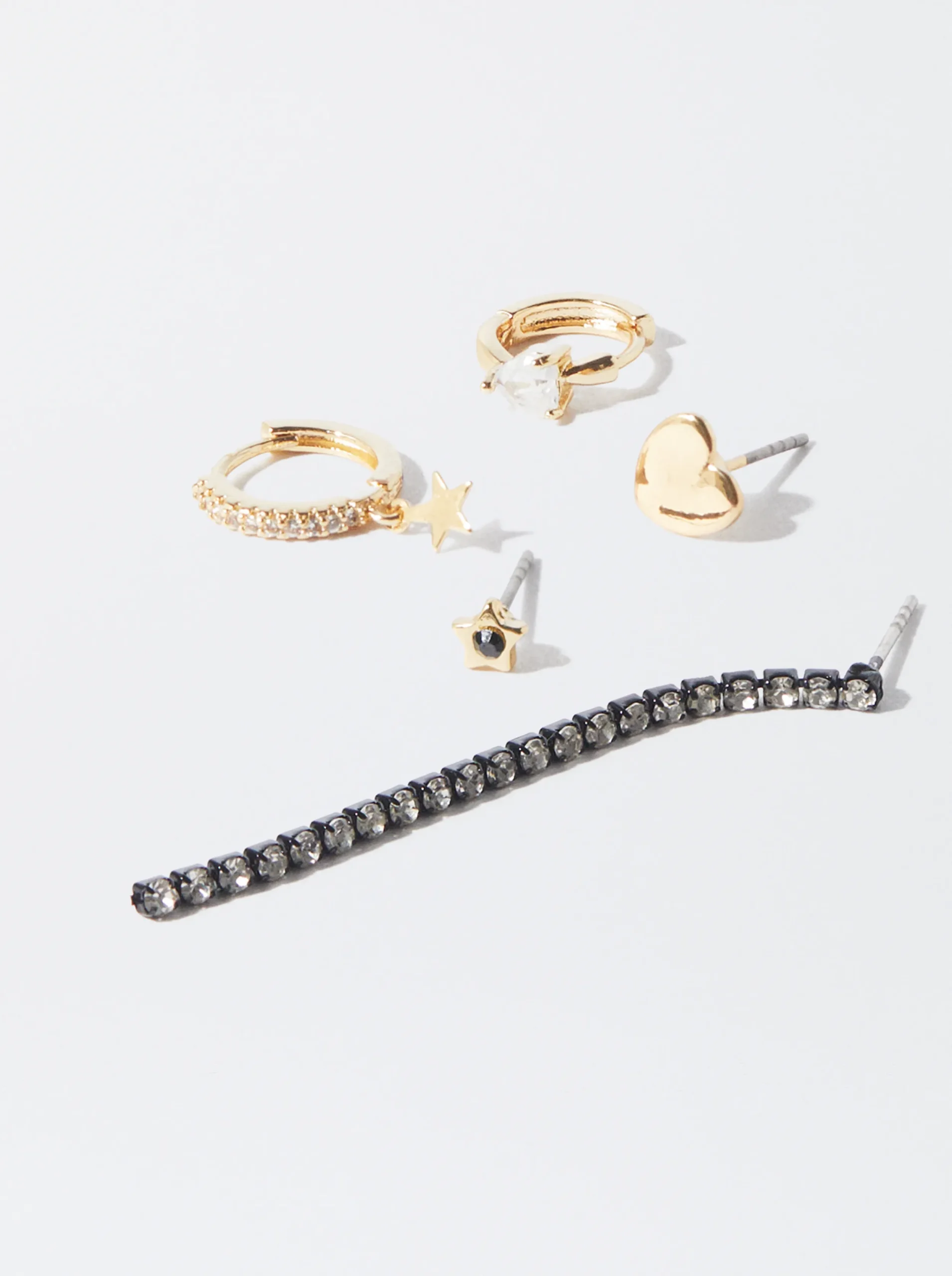 PARFOIS Conjunto De Pendientes Con Cristales Negro Best Sale