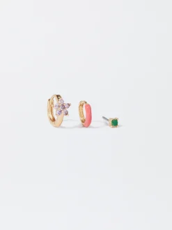 PARFOIS Conjunto De Pendientes Con Circonitas Multicor Hot