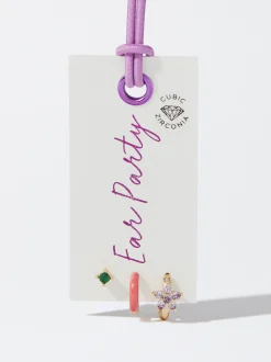 PARFOIS Conjunto De Pendientes Con Circonitas Multicor Hot