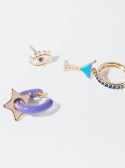 PARFOIS Conjunto De Pendientes Con Charms Y Circonitas Multicor Hot