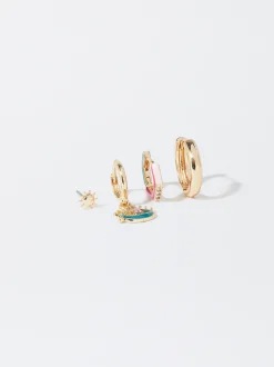PARFOIS Conjunto De Pendientes Con Circonitas Multicor Hot