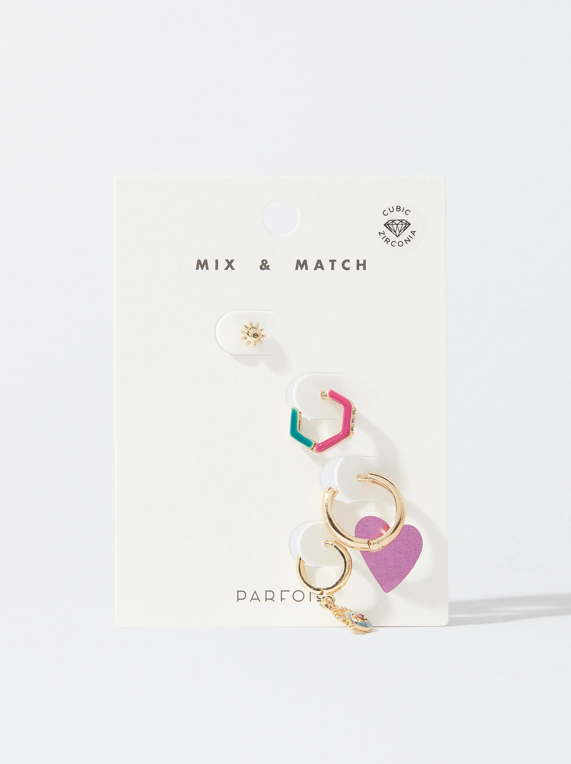 PARFOIS Conjunto De Pendientes Con Circonitas Multicor Hot