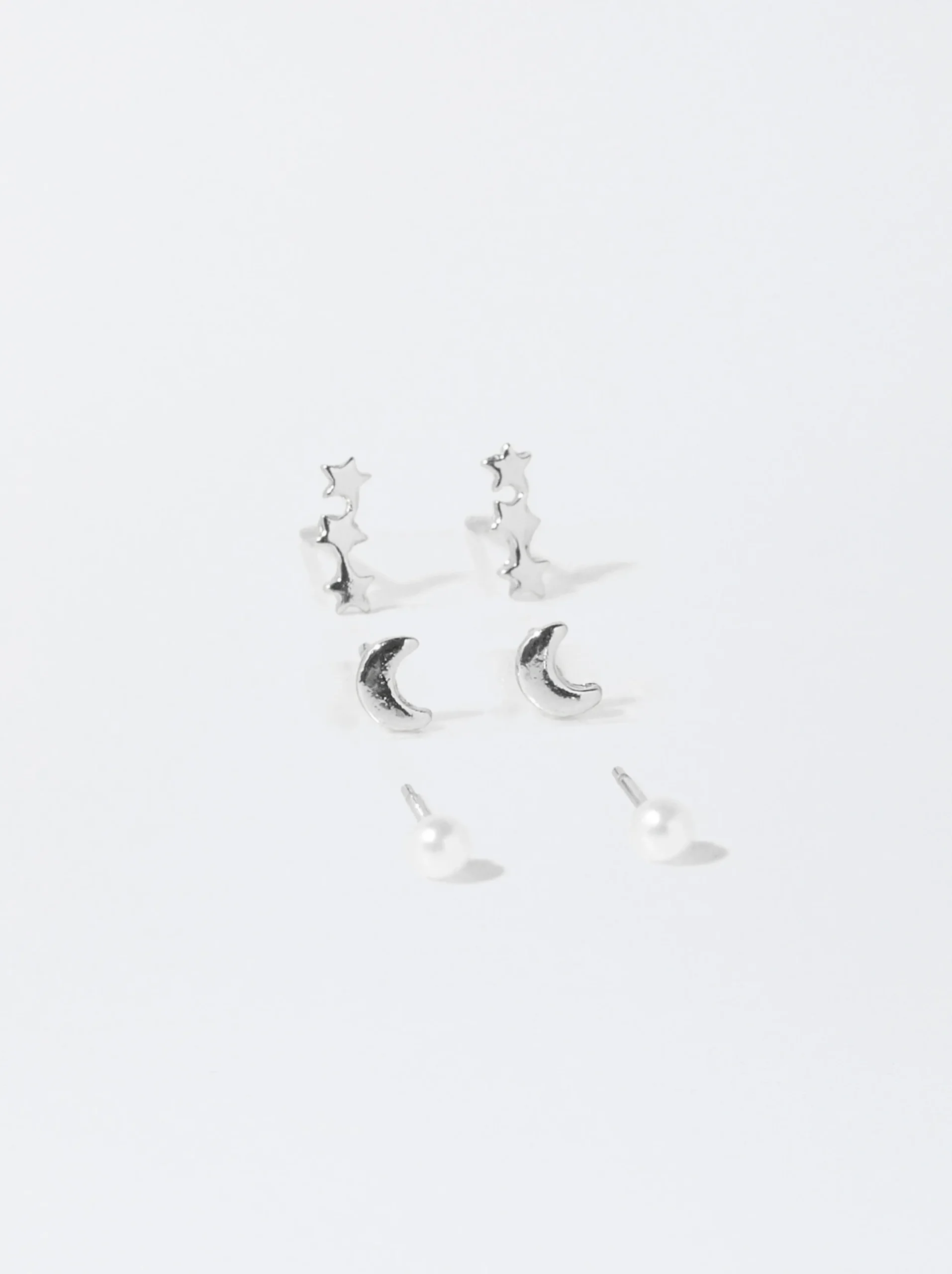 PARFOIS Conjunto De Pendientes Con Perla Y Charms Plateado Fashion