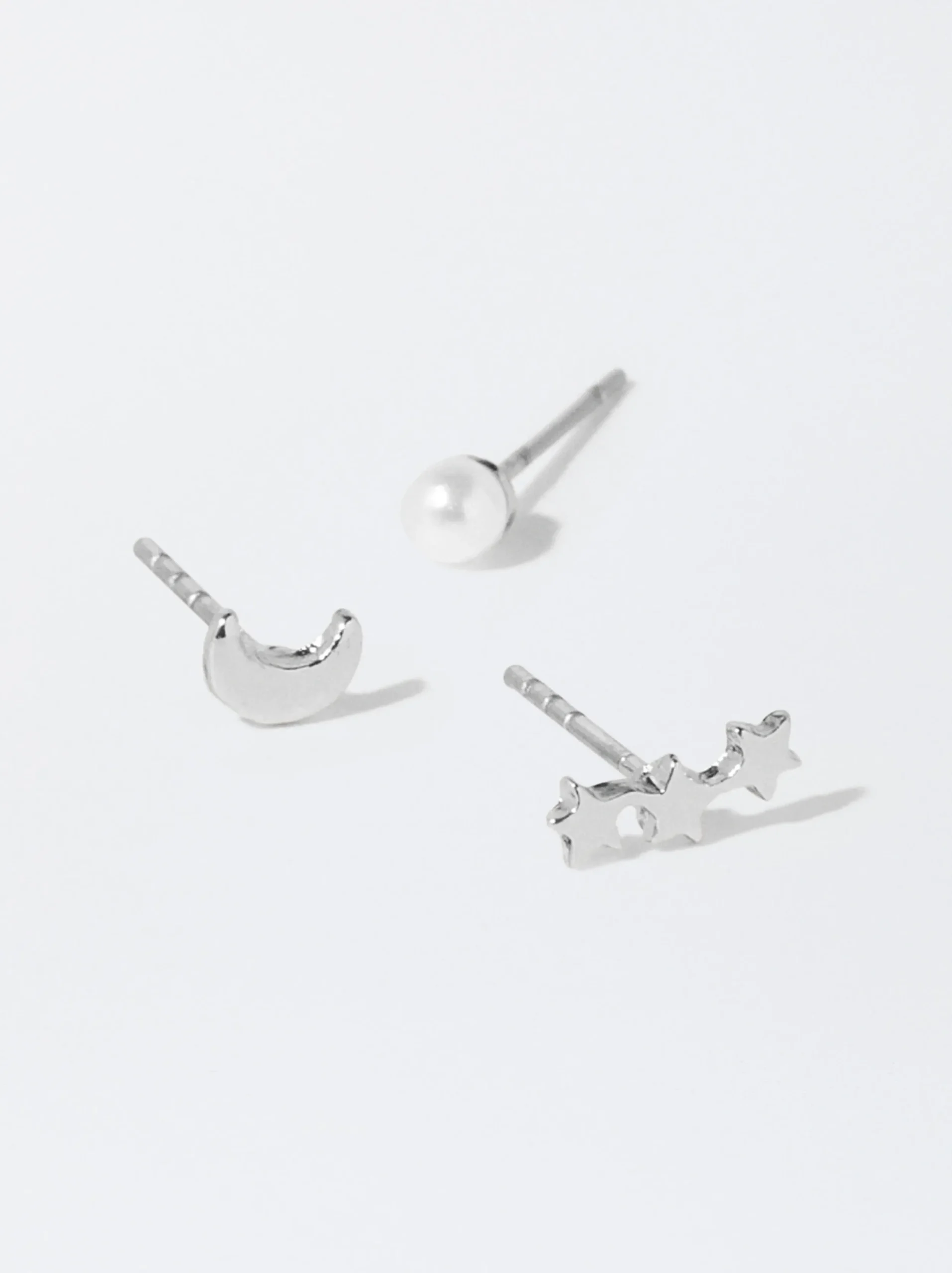 PARFOIS Conjunto De Pendientes Con Perla Y Charms Plateado Fashion