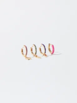 PARFOIS Conjunto De Pendientes Con Circonitas Multicor New