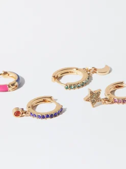 PARFOIS Conjunto De Pendientes Con Circonitas Multicor New