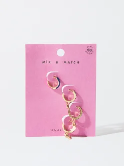 PARFOIS Conjunto De Pendientes Con Circonitas Multicor New