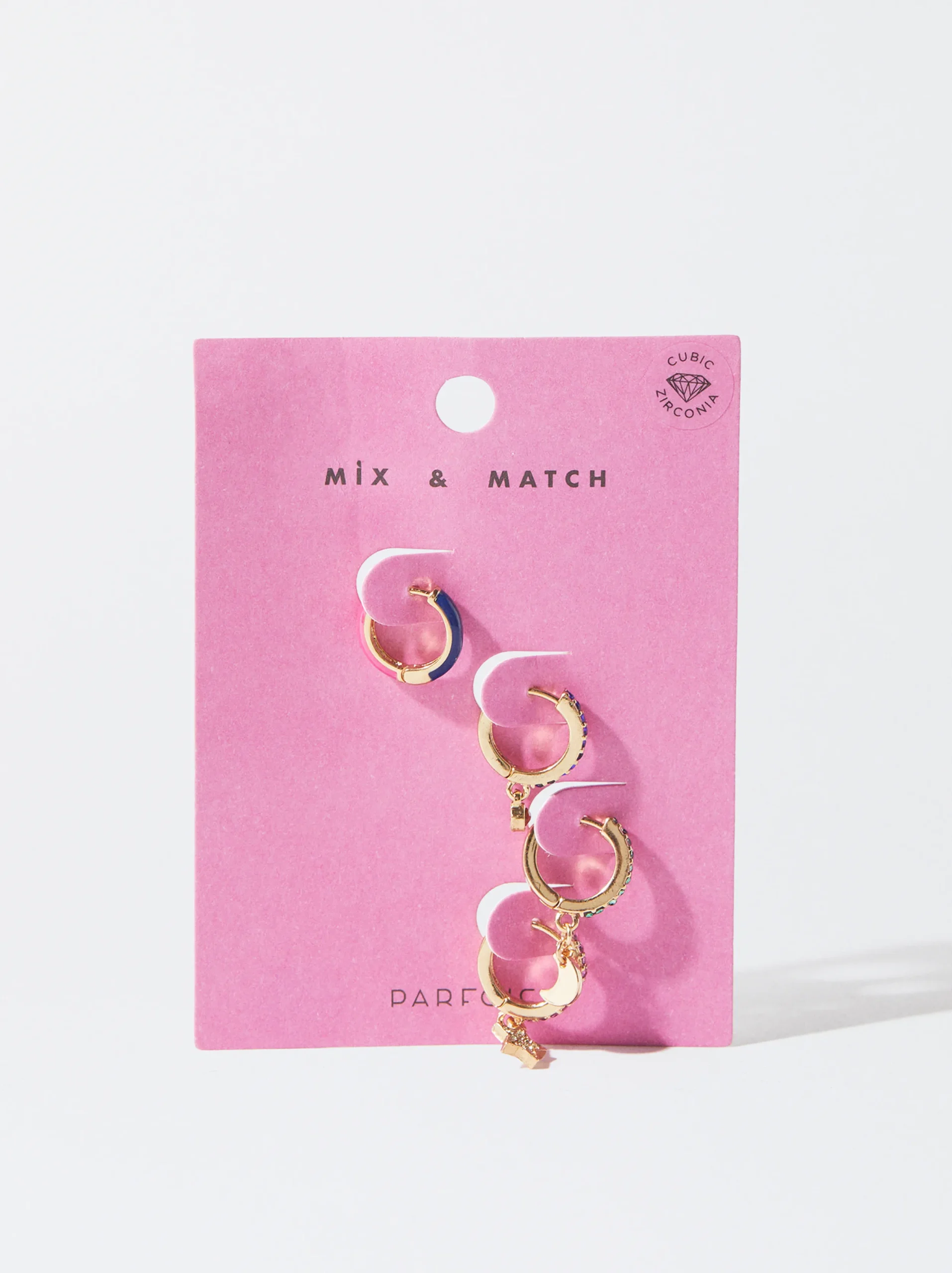 PARFOIS Conjunto De Pendientes Con Circonitas Multicor New