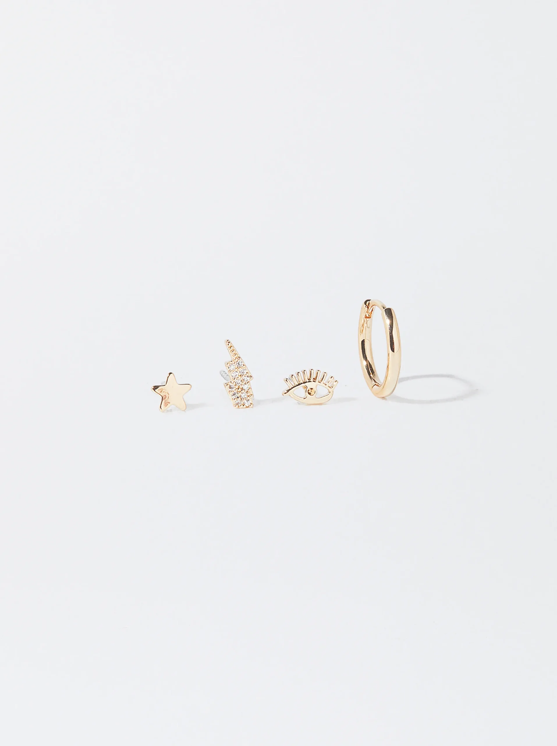 PARFOIS Conjunto De Pendientes Con Cristales Dorado Shop