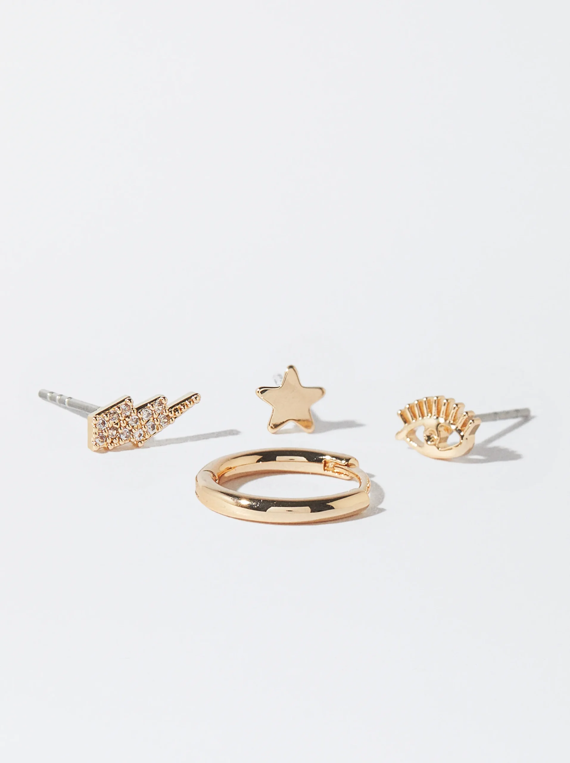 PARFOIS Conjunto De Pendientes Con Cristales Dorado Shop
